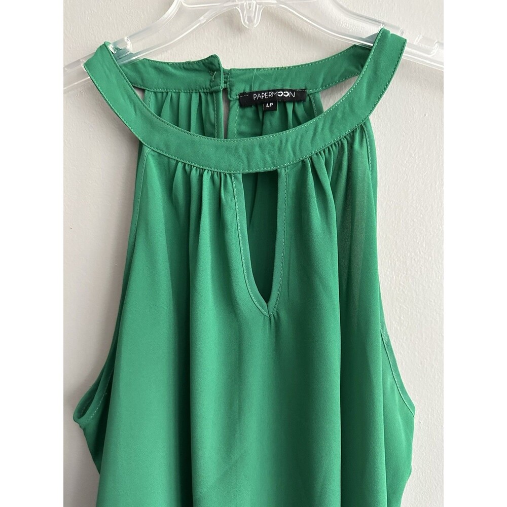 Women's Sleeveless Green Keyhole Tank Top by PaperMoon Size LP NWOT NEW
